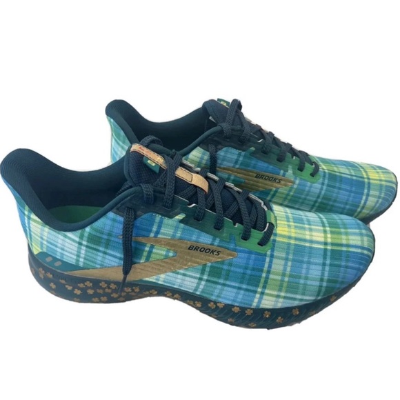 Brooks Shoes - Brooks Launch 8 Run ☘️ Lucky Green Plaid Shamrock Running Shoes women’s 8